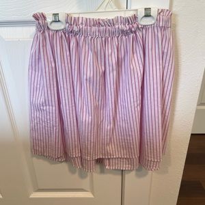 Purple and white striped strapless top